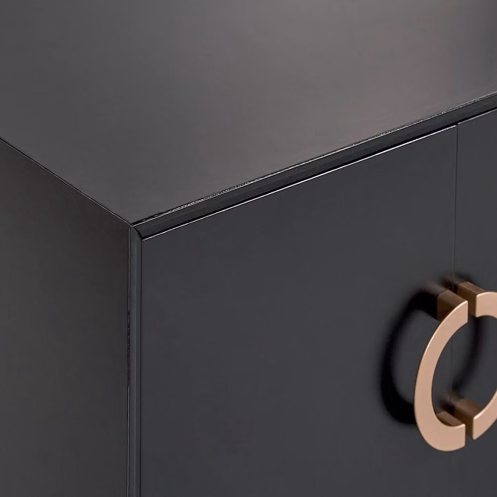 Wyld and Coco 4-Door Black MDF Sideboard with Gold Handles W/D/H: 120 x 40 x 46 cm – 5