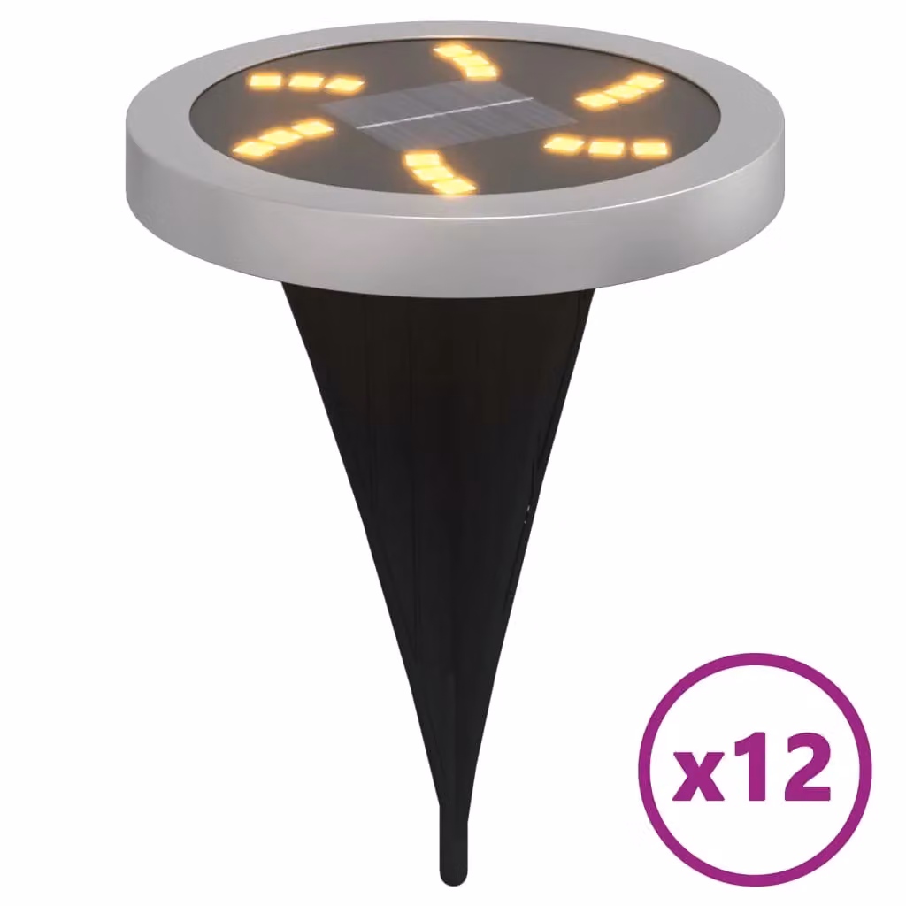 Berkfield Home Solar Ground Lights with Ground Spikes, 12 Pack, Warm White, Black – 2