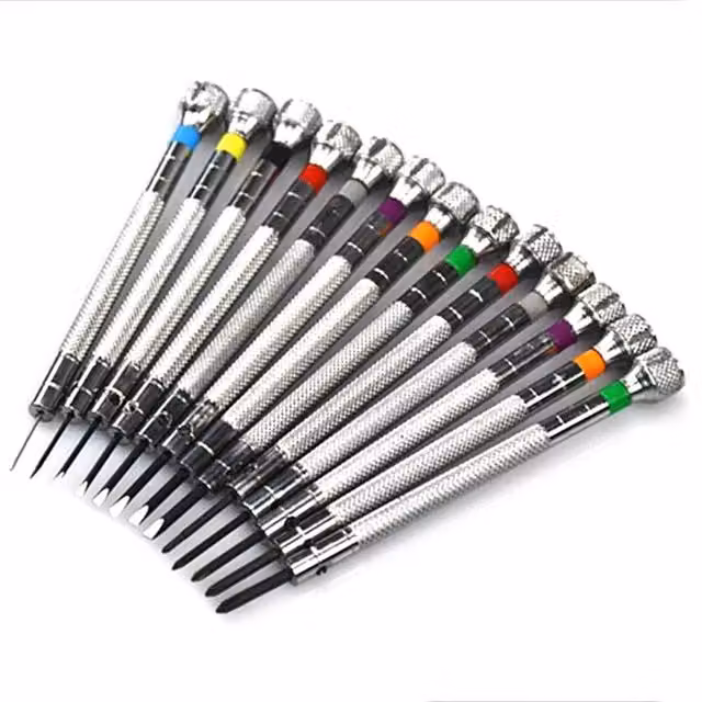 Nordara 13-Piece Slotted Cross Screwdriver Repair Set, Silver, 0.6-2.0mm
