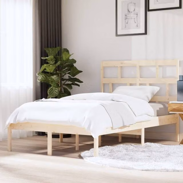 Berkfield Home Solid Wood Pine Bed Frame, Brown, W: 140 cm, L: 200 cm