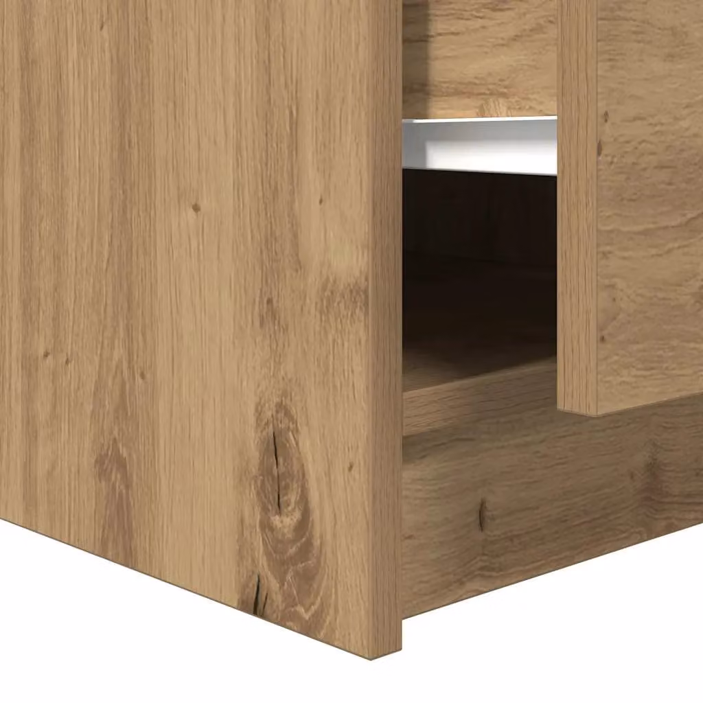 Berkfield Home Artisan Oak Coffee Table with Drawers in Brown, W/D/H: 100 x 100 x 40 cm – 4