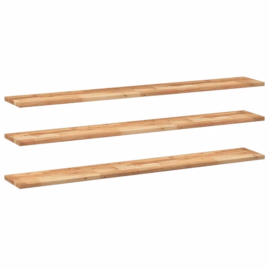 Berkfield Home Set of 3 Oil Finished Solid Wood Acacia Floating Shelves, Brown, W/D/H: 120 x 20 x 2 cm