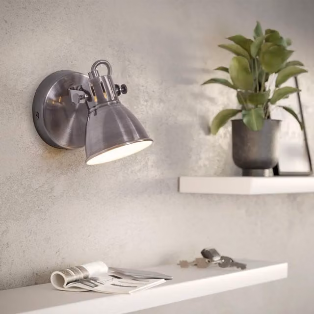 Eglo Seras Antique Nickel Adjustable LED Wall Spotlight in Silver – 1