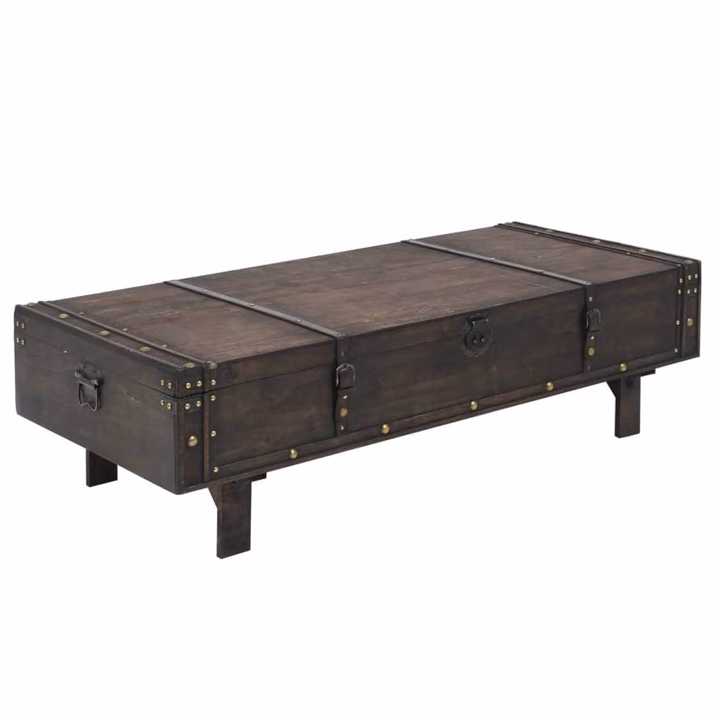 Berkfield Home Vintage Style Solid Wood Coffee Table in Brown, W/D/H: 120 x 55 x 35 cm – 2