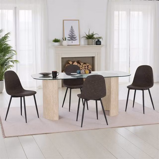 Seconique Modena Dining Set with Athens Chairs in Brown featuring an Oval Glass Table – 1