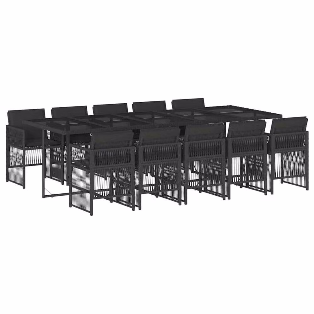 Berkfield 10-Seater Foldable Poly Rattan Garden Dining Set in Black – 2