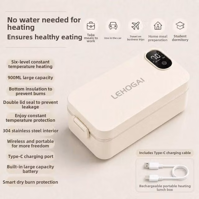 Pawnora Electric Lunch Box in White with USB Plug-in – 1