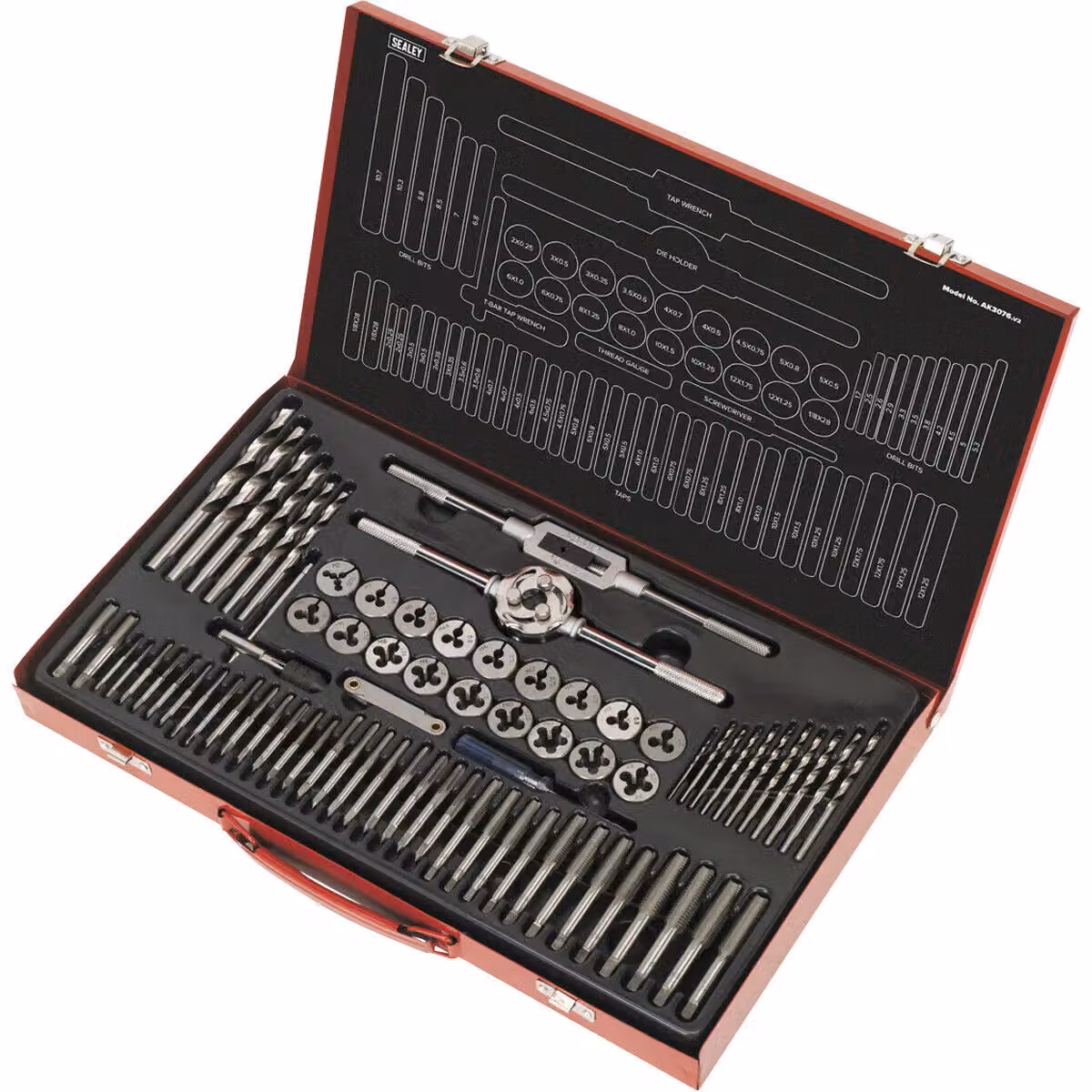 Loops 76pc Metric Tap and Split Die Set M3 to M12 Steel Threading Tool in Silver and Multicolour – 2