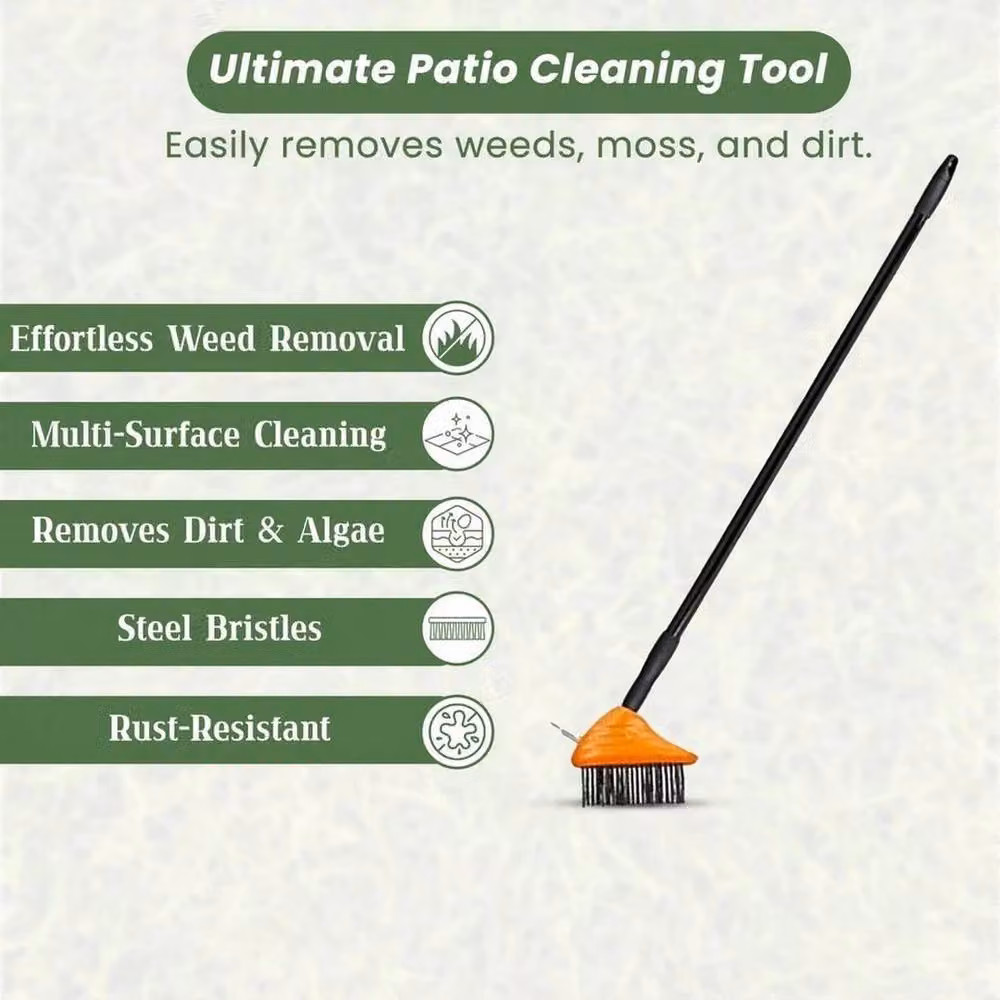 Spetlek 3-in-1 Orange Cleaning and Weeding Brush for Garden and Patio, W: 15 cm, H: 100 cm – 4