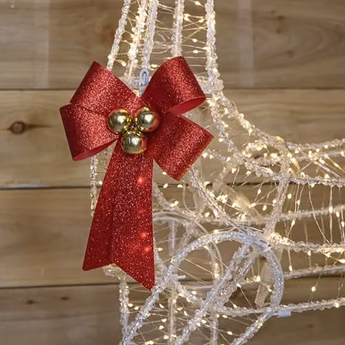 Samuel Alexander Acrylic Christmas Deer Decoration with Red Bow and 940 Warm White LEDs, Height: 148 cm – 2