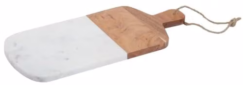 Premier Housewares Rectangular Marble and Acacia Wood Paddle Board, White/Natural, W: 40 cm, D: 18 cm, H: 2 cm