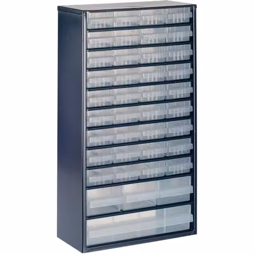 Raaco 137430 1240-123 Cabinet with 40 Internal Drawers, Blue and Transparent