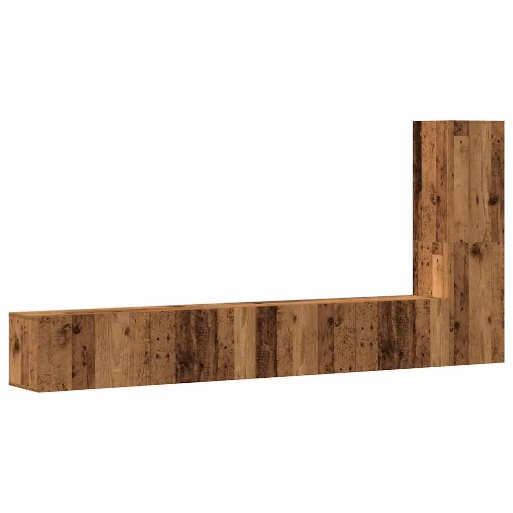 Berkfield Home 3 Piece Wall-mounted TV Cabinet Set in Brown and Multicolour Old Wood Style – 2