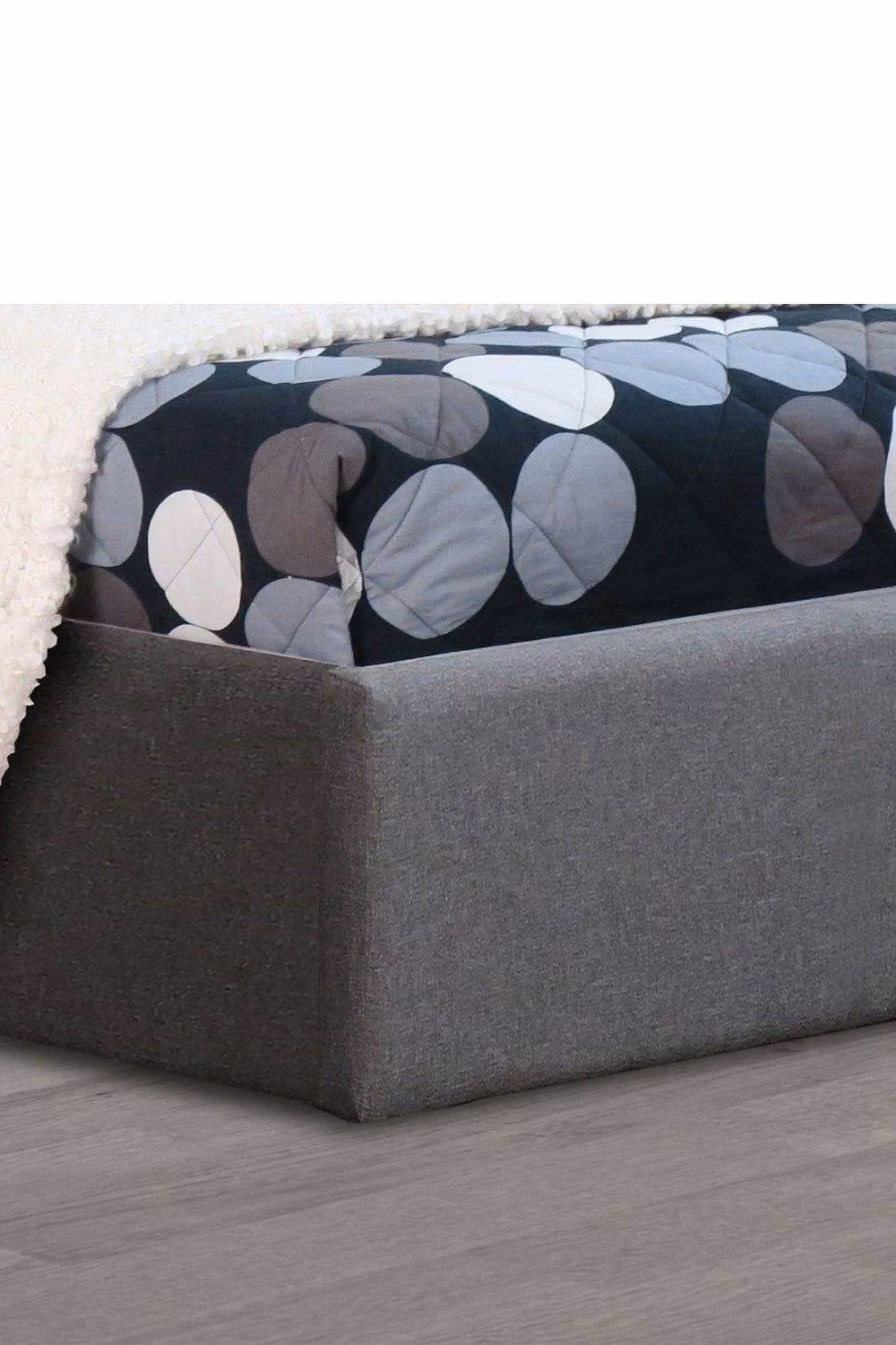 Modernique Fabric Ottoman Storage Bed with High Headboard and Gas Lift Up Base, Grey, W/D/H: 90 x 190 x 107 cm – 3