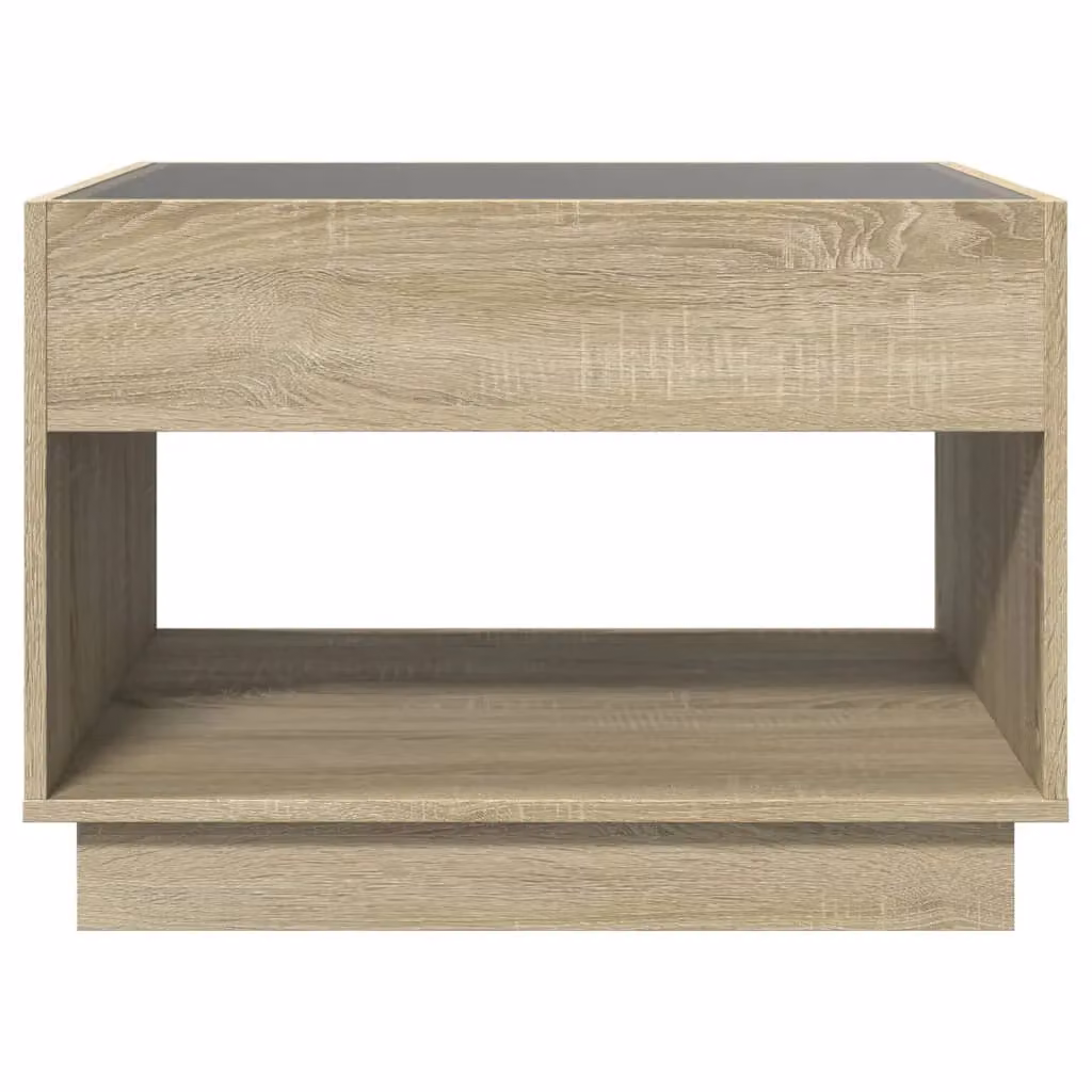 Berkfield Home Infinity LED Coffee Table in Sonoma Oak Brown, W/D/H: 70 x 50 x 50 cm – 4
