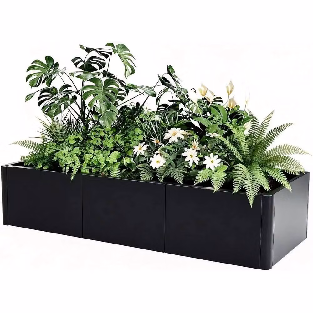 VOGREX Large Rectangular Metal Planter Tub in Black – 6