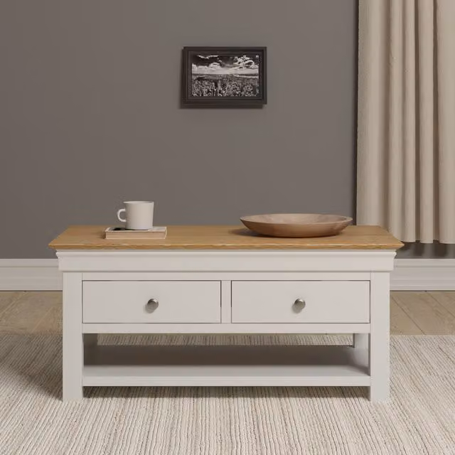 Seconique Bordeaux 2 Drawer Coffee Table in White