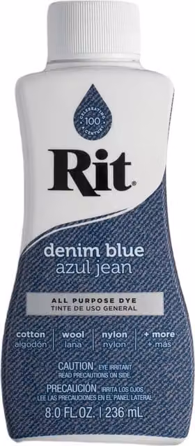 Rit All Purpose Fabric Liquid Dye for Natural Fibres in Denim Blue