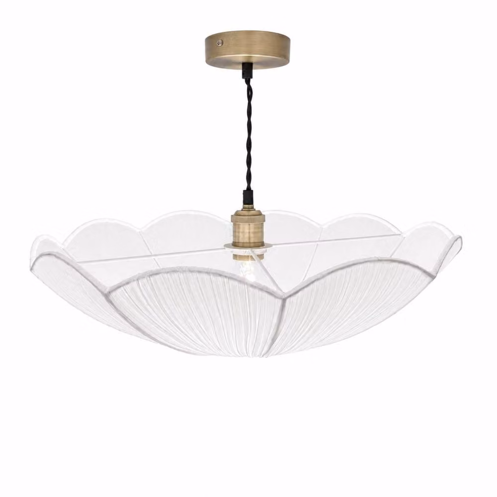 CGC Lighting Raya White Ruffled Silk Petal Scallop Fabric Lampshade, Diameter: 51 cm – 2