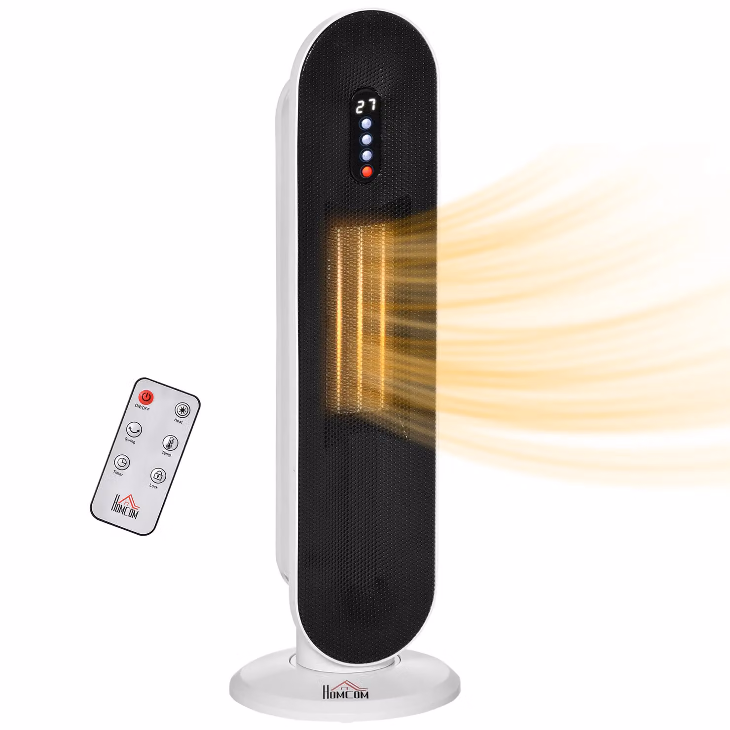 HOMCOM White Ceramic Fan Heater with Remote Control and Thermostat – 3