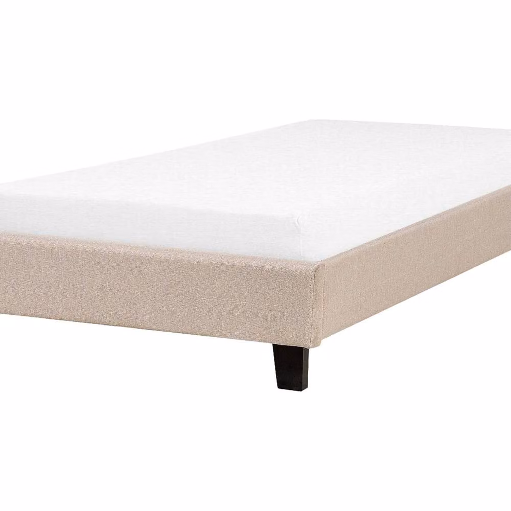 Wyld and Coco Everlume Single Bed, 3ft, Beige Linen Effect Upholstered Slatted Bed Frame – 2