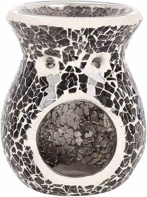 Something Different Crackle Effect Mid Grey Tabletop Oil Burner with Tealight Holder
