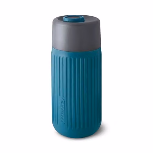 Black + Blum Double Walled Glass Travel Mug with Lid, Blue, 340ml