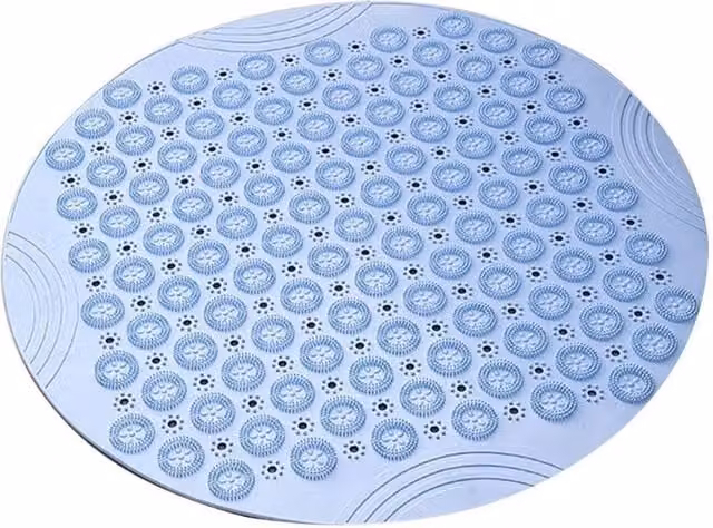 Kelvenix Round Non-Slip Bathtub Mat in Blue, Grey or Green, Diameter: 100 cm