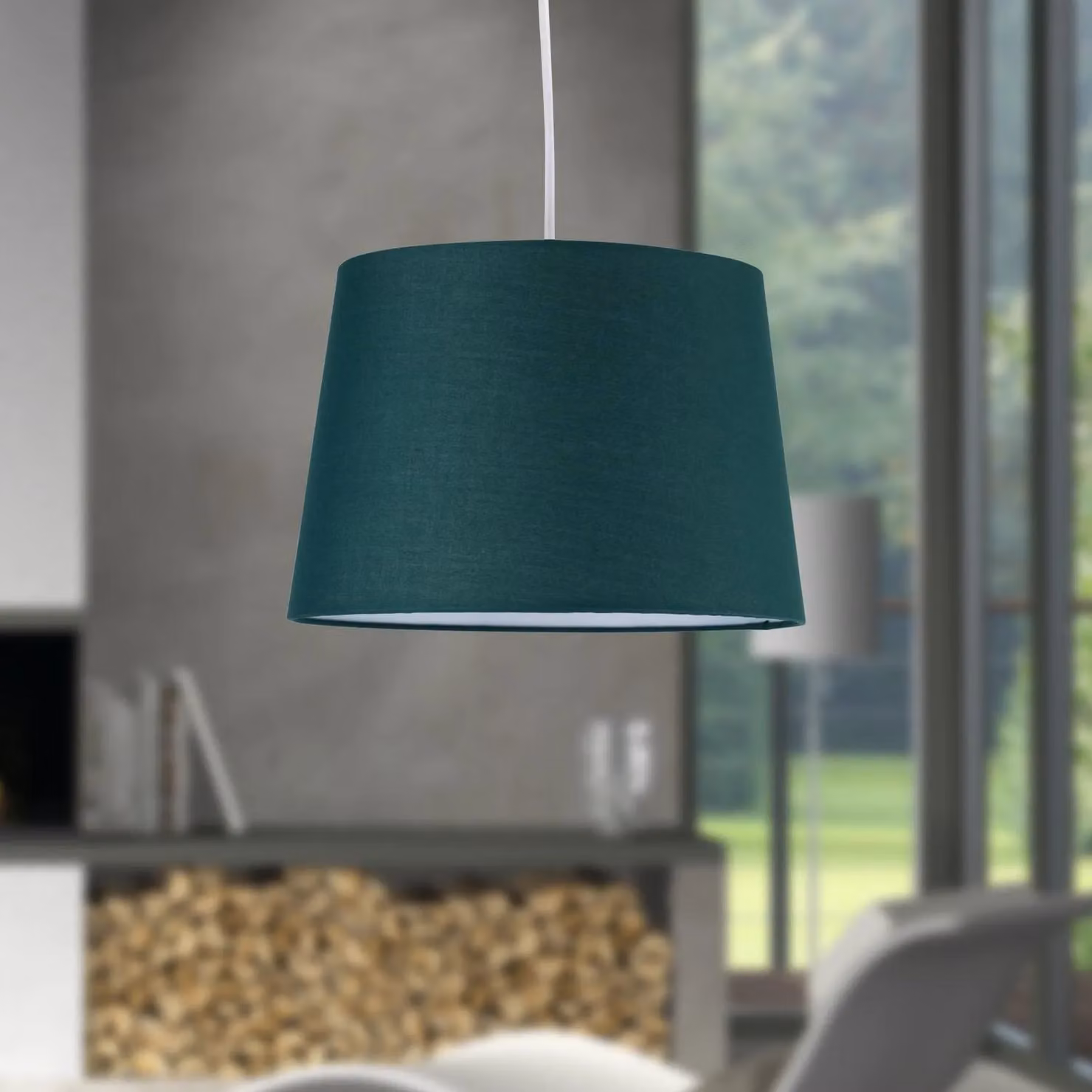 First Choice Lighting Green Cotton Tapered Cylinder Pendant Lamp Shade, Diameter: 28 cm – 4