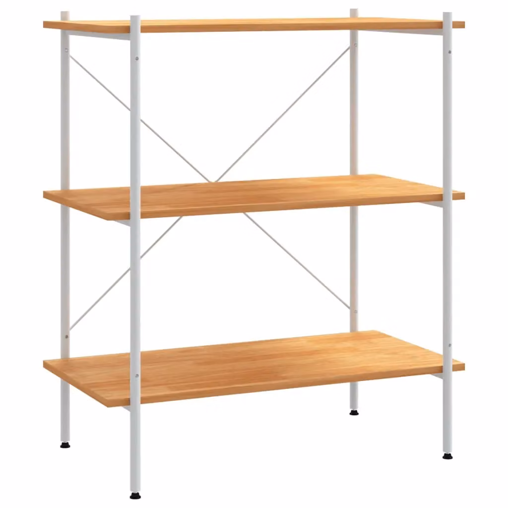 Berkfield Home 3-Tier Shelving Unit in White and Oak, W/D/H: 80 x 40 x 92 cm – 2