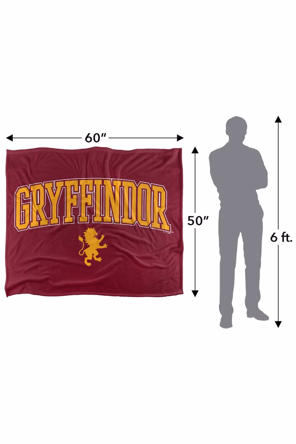 Warner Bros. Harry Potter Gryffindor Arched Lion Super Soft Fleece Throw Blanket, Multicolour, W: 152.4 cm x D: 127.0 cm – 6