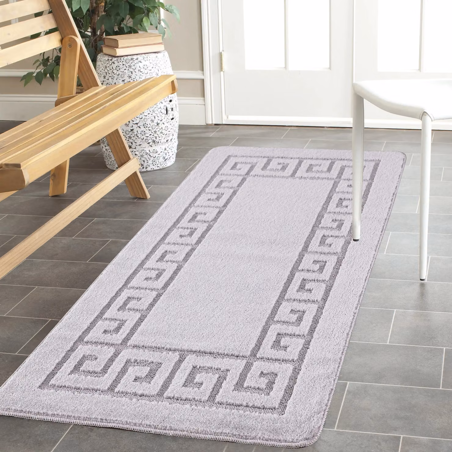 Smart Living Plain Heavy Duty Non Slip Machine Washable Hallway and Kitchen Door Mat, Silver, W: 60 cm, L: 220 cm – 2