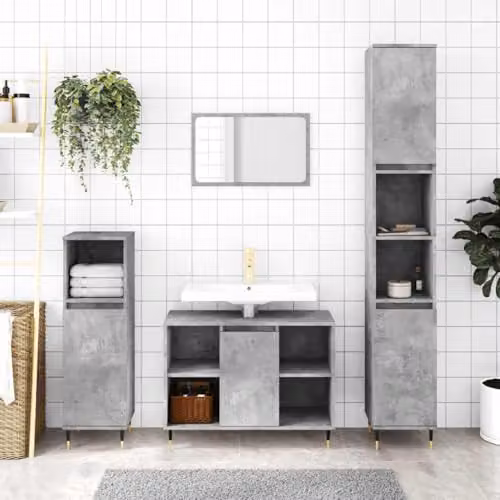 vidaXL Industrial Freestanding Bathroom Cabinet in Concrete Grey, W/D/H: 80 x 33 x 60 cm