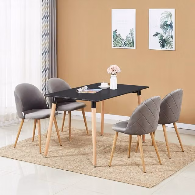 Life Interiors Lucia Halo Grey Dining Set with Rectangular Table and 4 Chairs