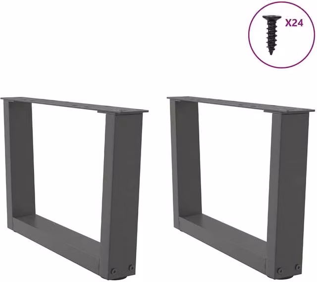 Berkfield Home Modern V-Shape Dining Table Legs, 2 Pieces, Anthracite Dark Grey, H: 60 cm, W: 30-31.3 cm