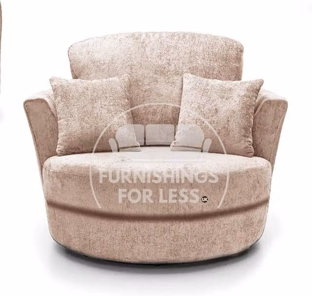 Furnishings For Less UK Monaco Chenille Fabric Swivel Chair in Beige