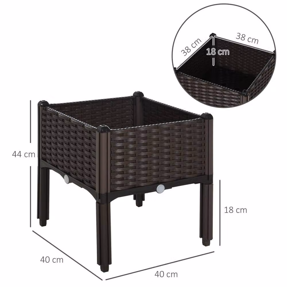 Outsunny Set of 6 Brown Plastic WPC Raised Garden Beds for Vegetables, Herbs and Ornamental Plants – 2