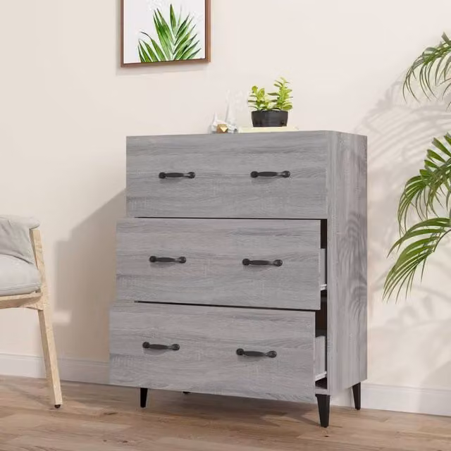 Berkfield Home Grey Sonoma Sideboard in Engineered Wood, W/D/H: 69.5 x 34 x 90 cm – 1