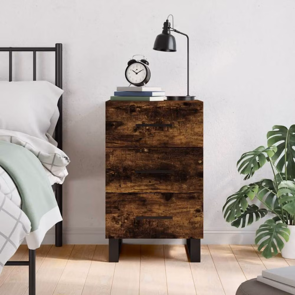 Berkfield Home Bedside Cabinet in Smoked Oak Brown, W/D/H: 40 x 40 x 66 cm – 2