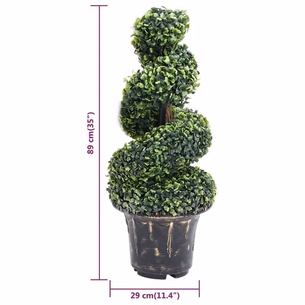 Berkfield Home Lush Artificial Boxwood Spiral Plant in Green with Pot, Height: 89 cm – 4