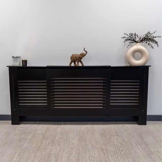 Jack Stonehouse Modern Striped Horizontal Line Radiator Cover in Matt Black
