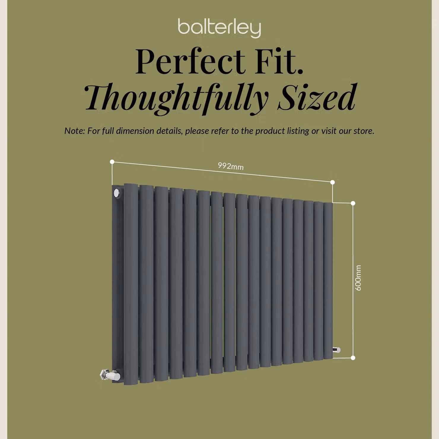 Balterley Embrace Horizontal Double Panel Radiator, Anthracite Grey, W: 99.2 cm, H: 60 cm – 4