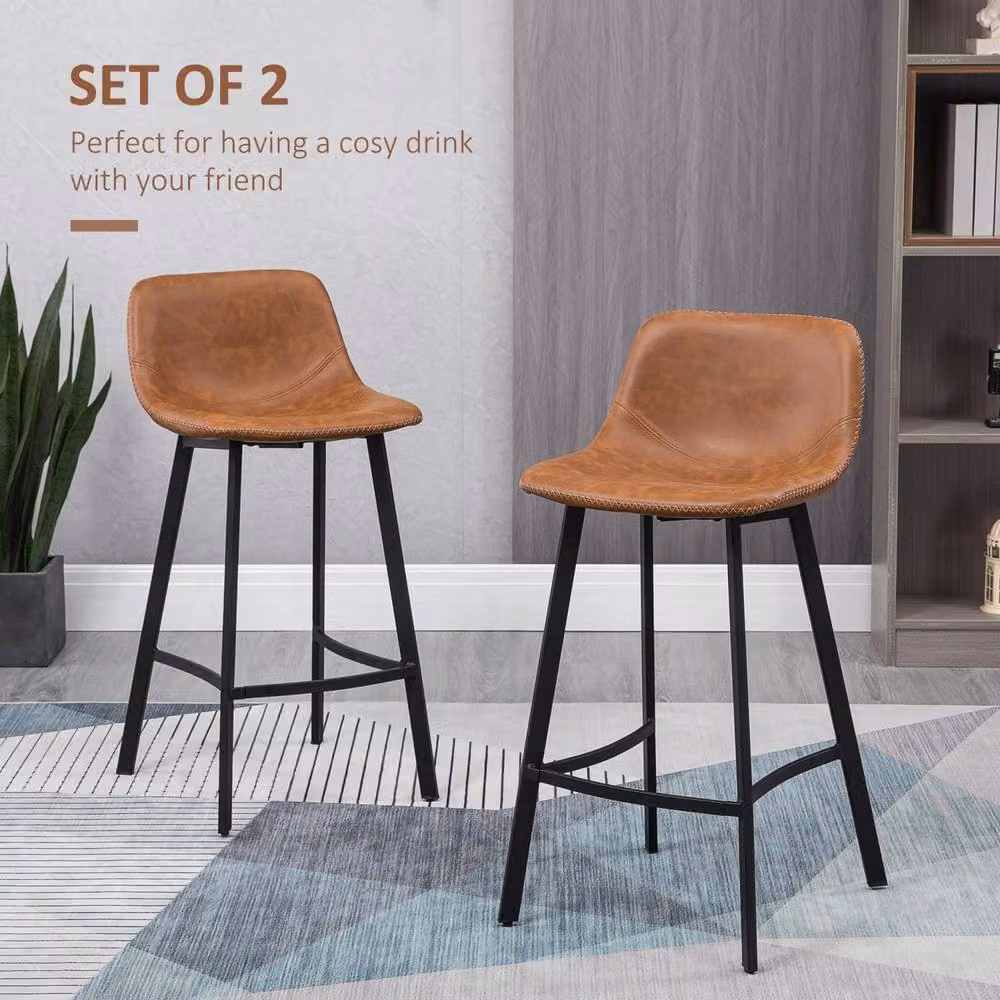 Wyld Haus Lilu Dilu Set of 2 Brown Faux Leather Kitchen Bar Stools – 5