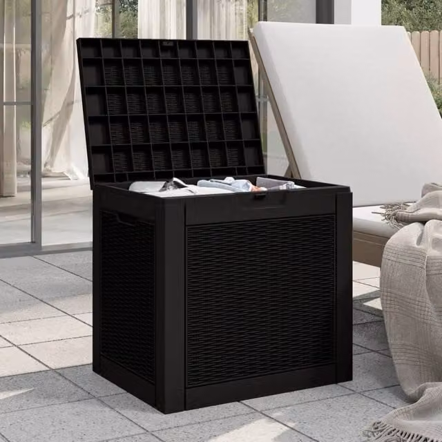 Berkfield Home Garden Storage Box in Black Plastic, W: 55.5 cm, D: 43 cm, H: 53 cm