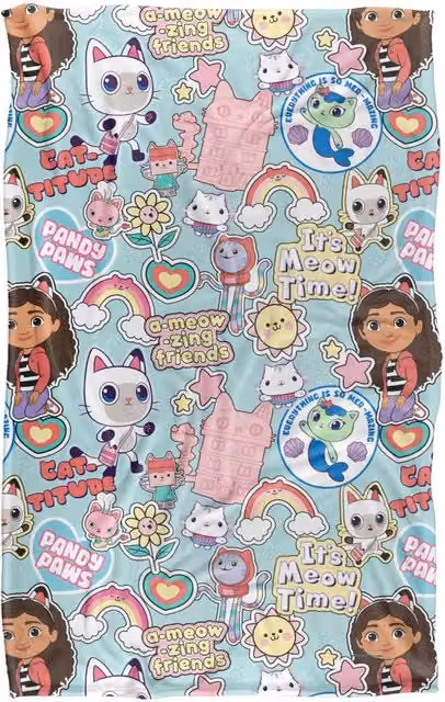NBCU Gabby's Dollhouse Gabby Cat Super Soft Multicolour Throw Blanket – 1