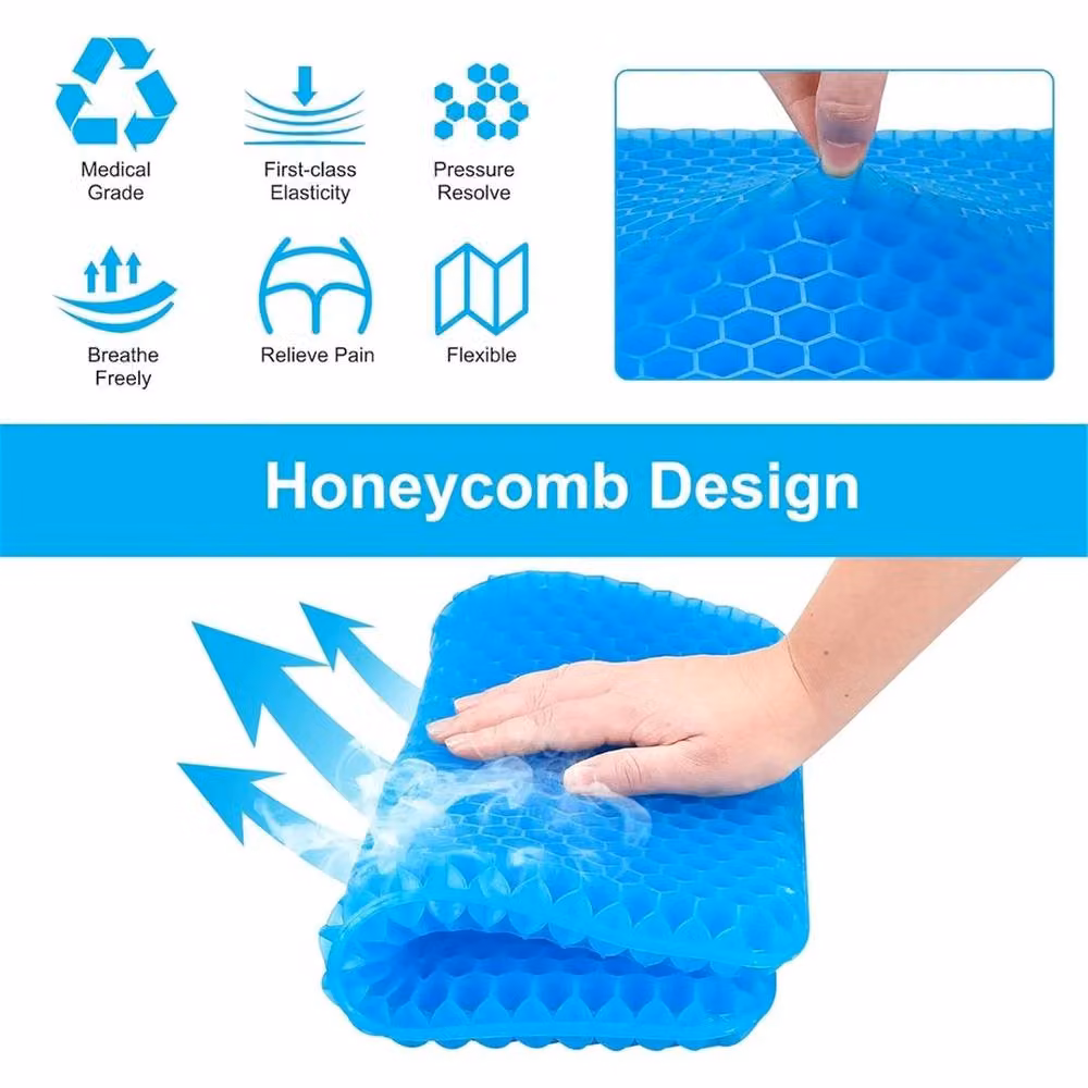 NESTLUNE Extra Thick Orthopaedic Gel Seat Cushion in Blue, W: 100 cm x D: 100 cm x H: 1 cm – 3