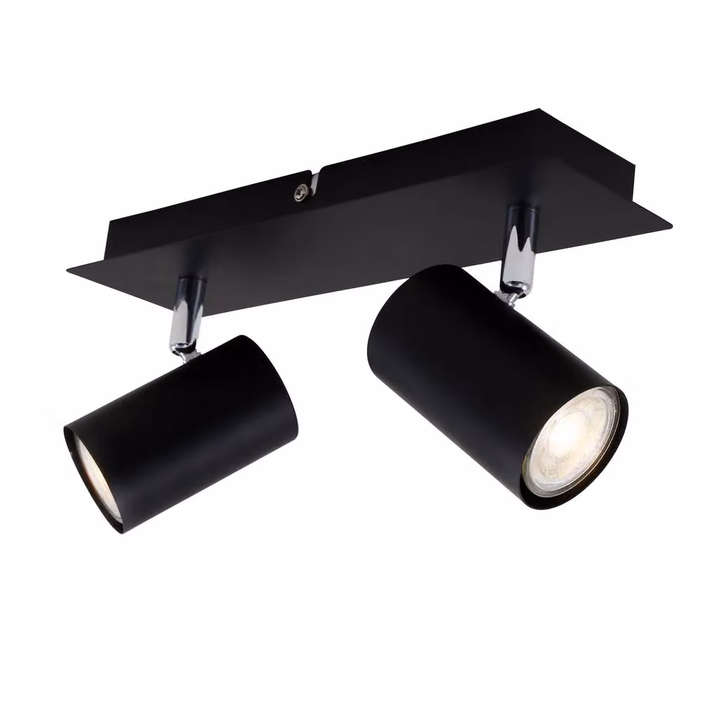 Briloner Modern Black Adjustable Metal Ceiling Light with 2x GU10 Sockets (Max 40W) – 2