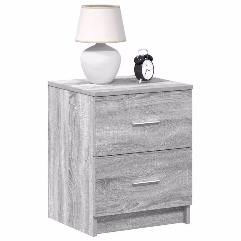 Berkfield Home Set of 2 Grey Sonoma Bedside Cabinets with 2 Drawers, W/D/H: 40 x 36 x 50 cm