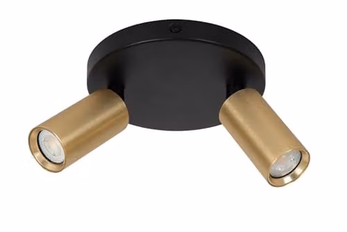 Lucide Ritmo Adjustable Ceiling Spotlight in Matt Gold/Brass, Diameter: 15 cm, 2xGU10 – 1