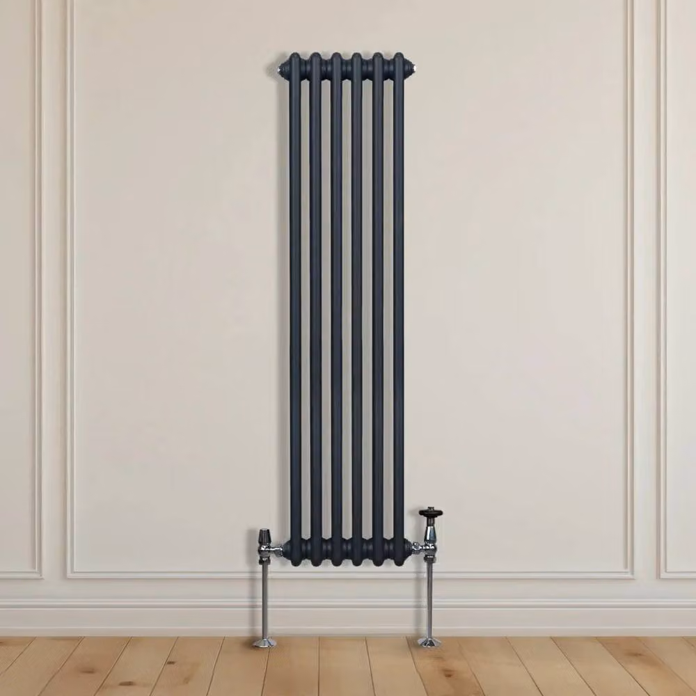 Monstershop Traditional 3 Column Steel Radiator in Anthracite Grey, H: 150 cm, W: 29.2 cm, D: 10 cm – 8